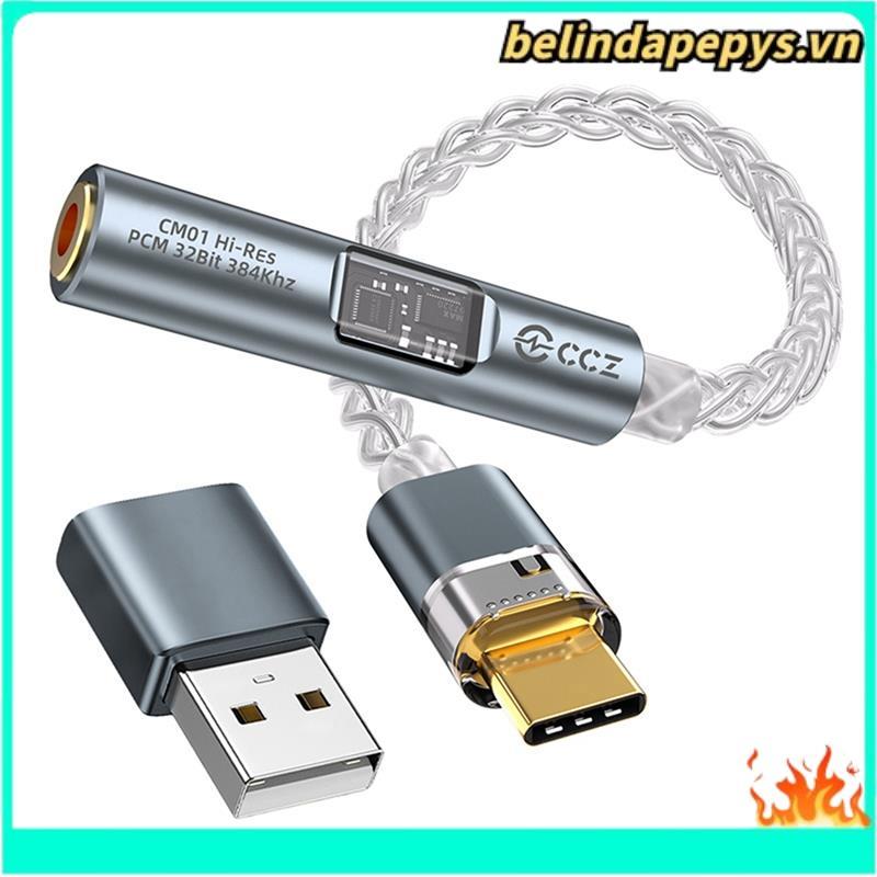 CM01 USD C sang 3.5mm Bộ chuyển đổi âm thanh 8 lõi đơn pha lê đồng mạ bạc CX31993 Bộ giải mã âm than