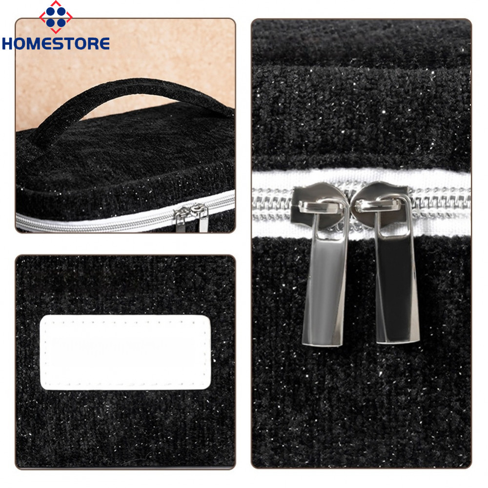[Homestore]Travel Makeup Bag Polyester Fabric Functional Dividers Comfortable Handle