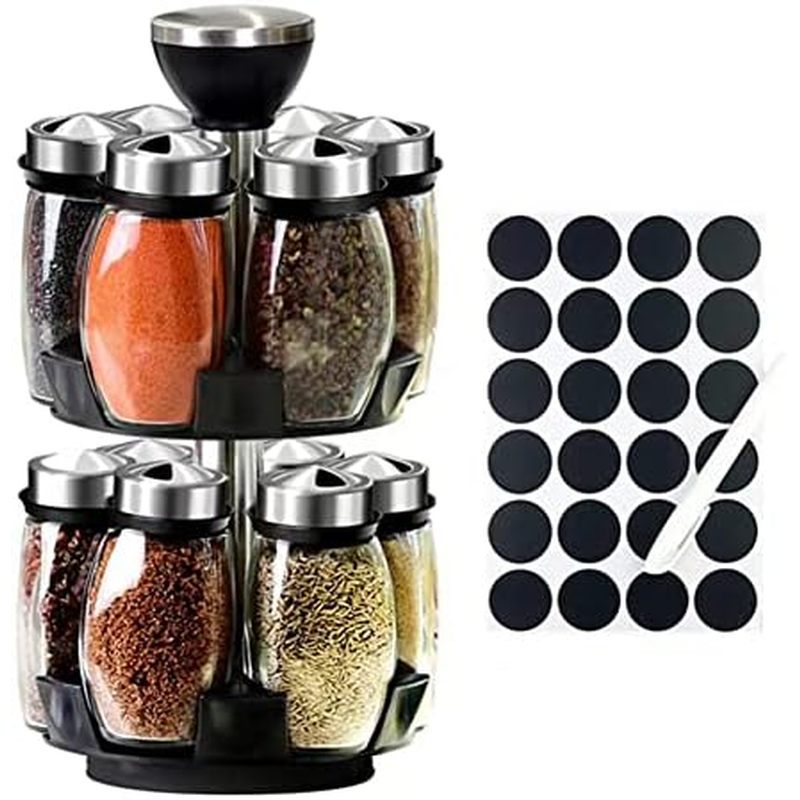 Revolving Spice Rack Organizer Countertop, Spinning Spice Storage Rack Tower Organizer with 12 Empty