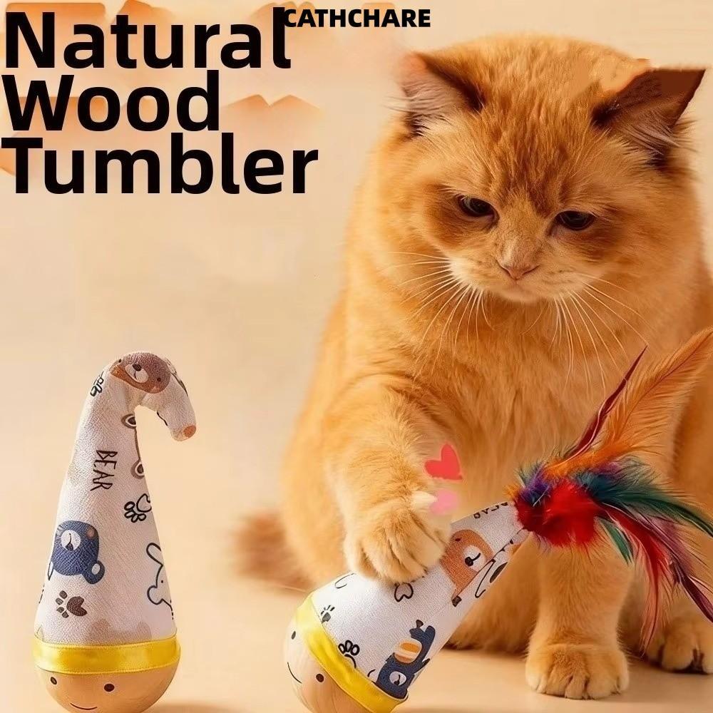 CATCHARE294 Cat Tumbler Wobbler, Đồ chơi nhai chống cắn Đồ chơi tương tác cho mèo, Họa tiết hoạt hìn
