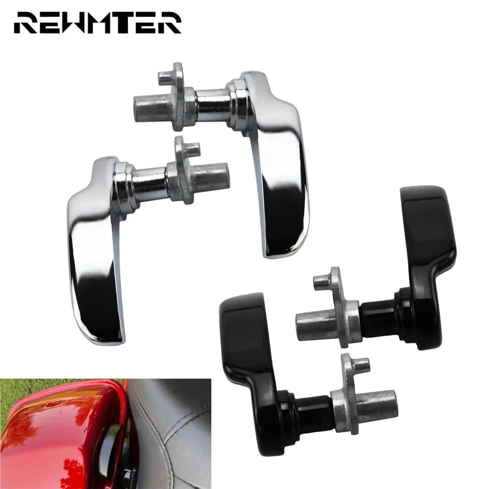 RW Xe Máy Đen / Chrome Saddlebag Nắp Nâng Cho Harley Lưu Diễn Electra Glide Road King Street FLTRX F