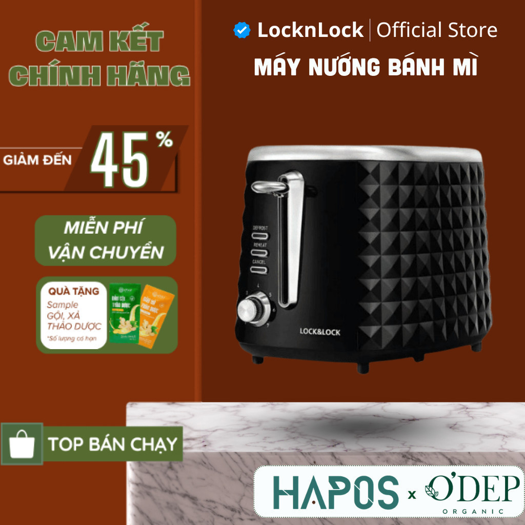 Máy nướng bánh mì 850W sandwich LocknLock, Màu đen EJB222BLK - HAPOS LOF