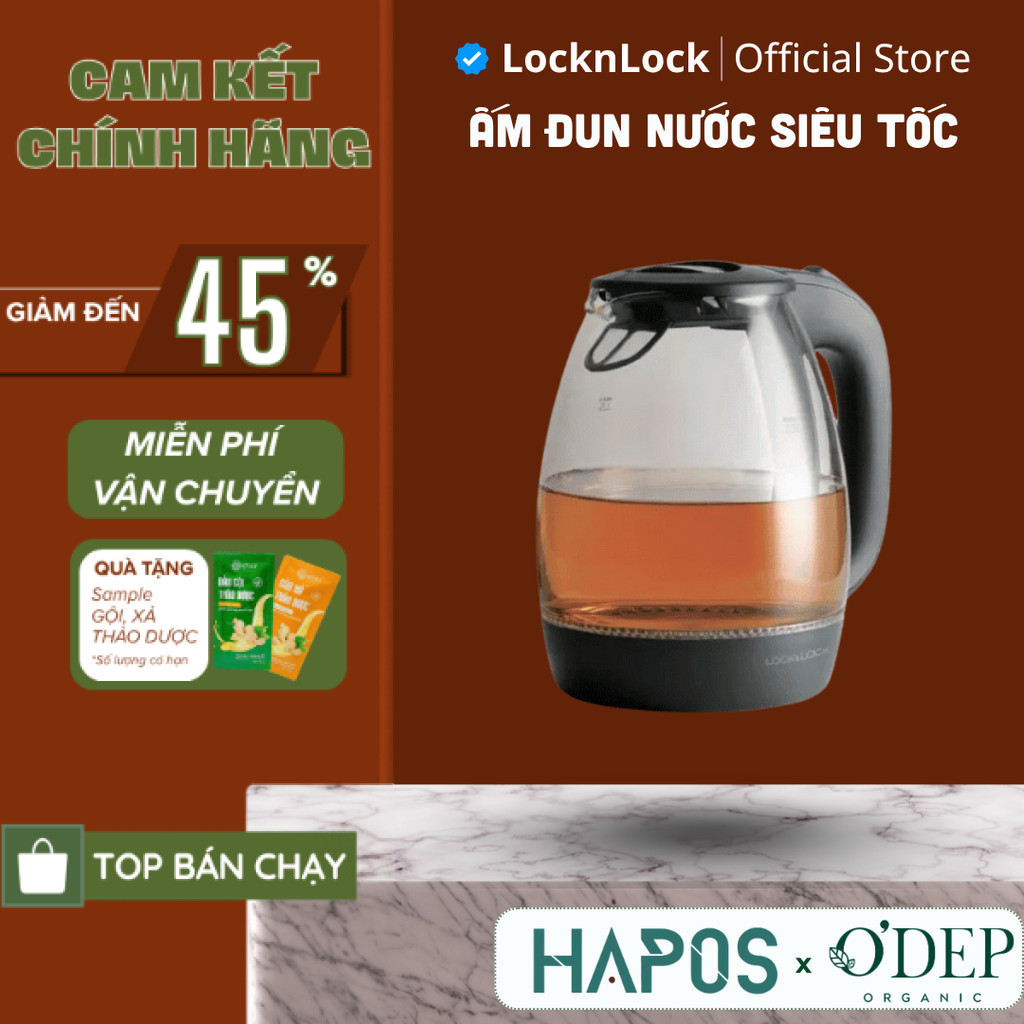 Ấm đun nước siêu tốc LocknLock 1.7L 1850W - Chính hãng  EJK432   - HAPOS LOF