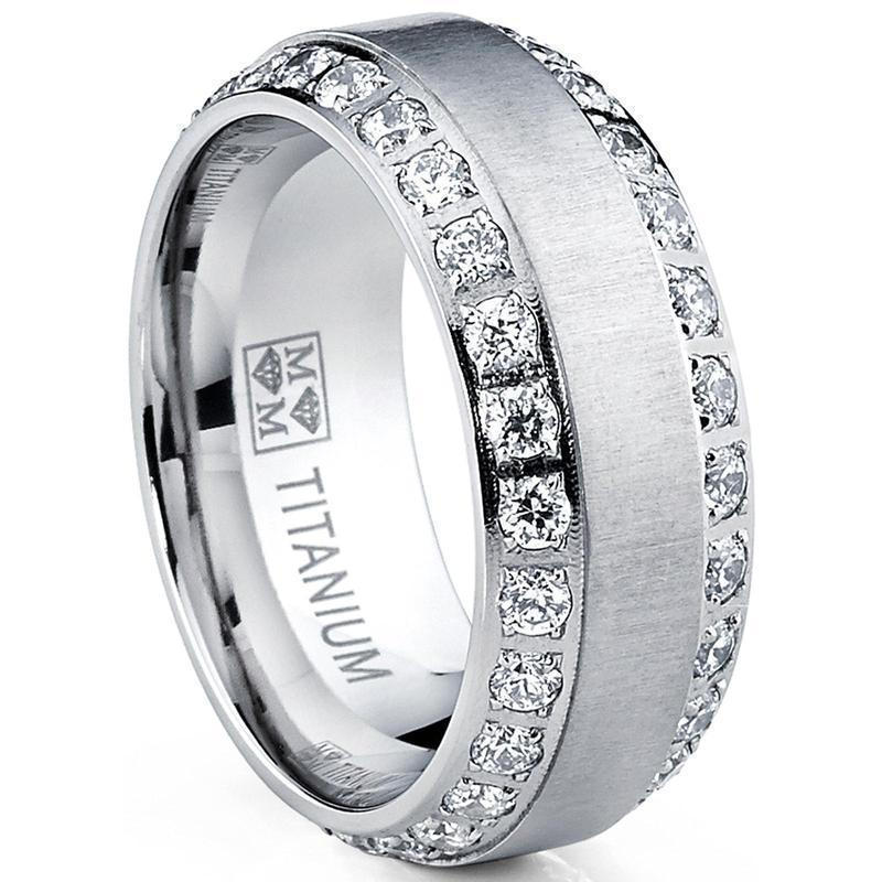 Nhẫn đính hôn đám cưới vòm hợp kim titan 1,8 Carat, Nhẫn vĩnh cửu Cube Zirconia, 8mm