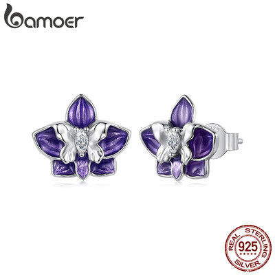 Bông tai bạc Bamoer 925 Bông tai trang sức phong lan Quà tặng cho nữ