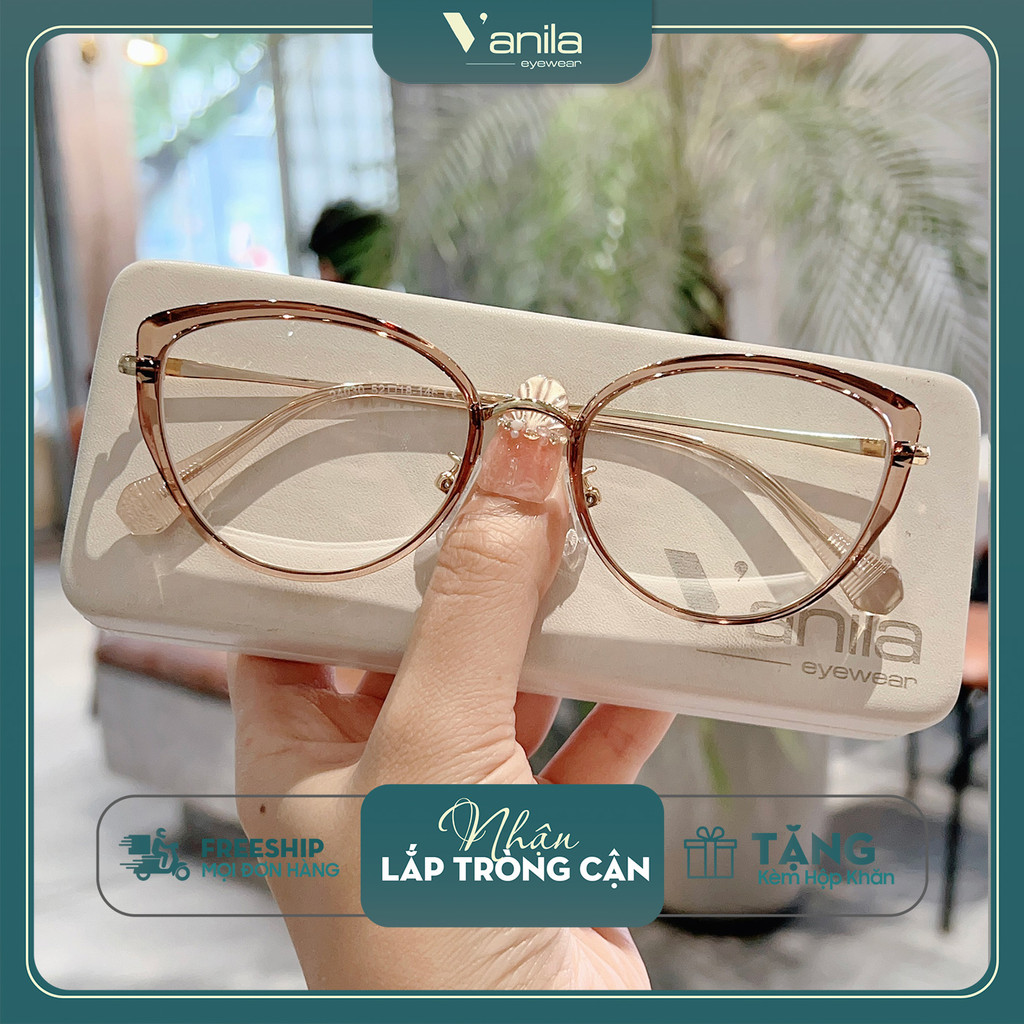 Gọng kính mắt mèo VANILA KC24030 chất liệu nhựa dẻo càng kim loại