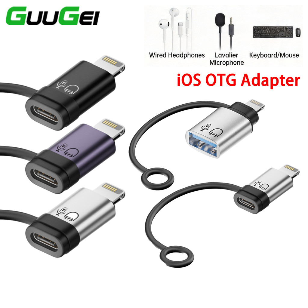 Guugei USB C Sang IOS Bộ Chuyển Đổi Âm Thanh IOS Nam Sang Type C/ USB Nữ Đầu Nối OTG Có Dây Buộc
