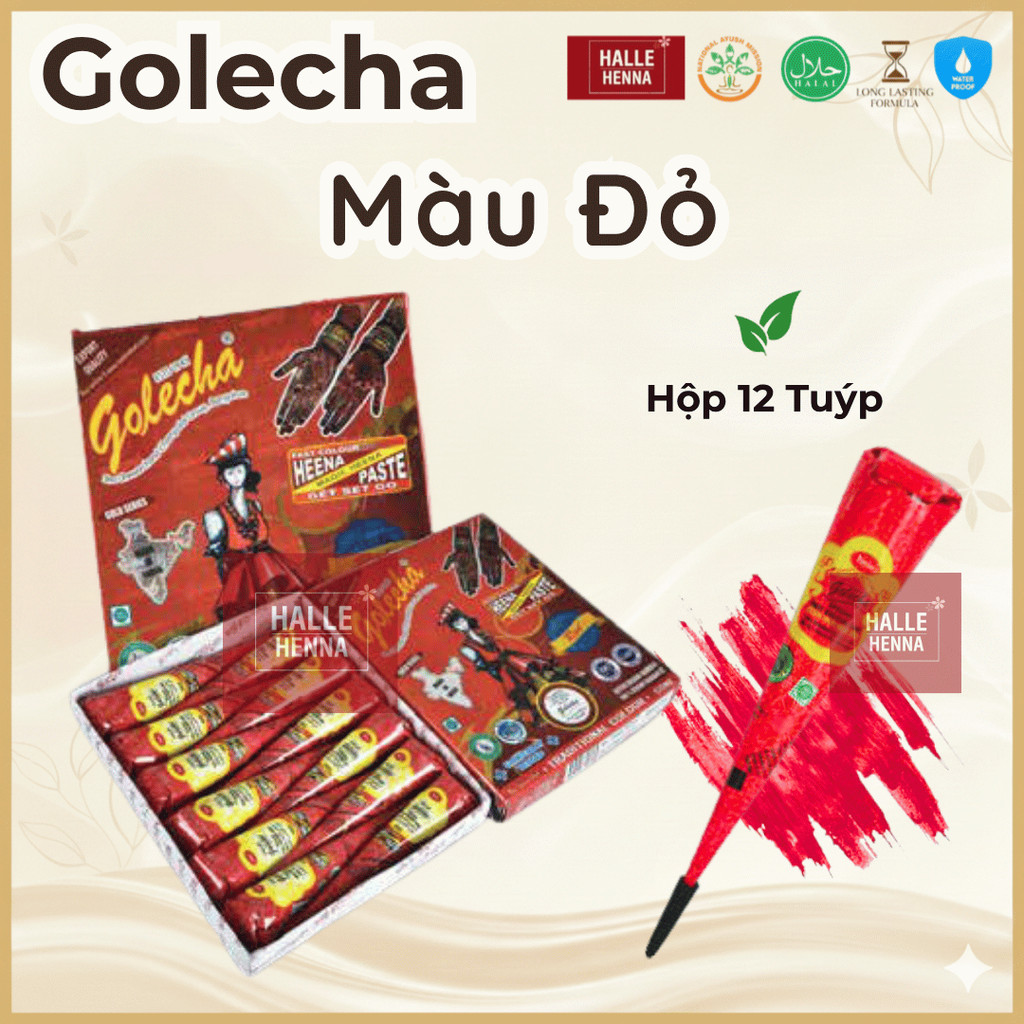 Mực Vẽ Henna Golecha Màu – Henna Golecha Red Ấn Độ-Tattoo Tạm Thời Đỏ Đẹp, Dễ Vẽ, An toàn