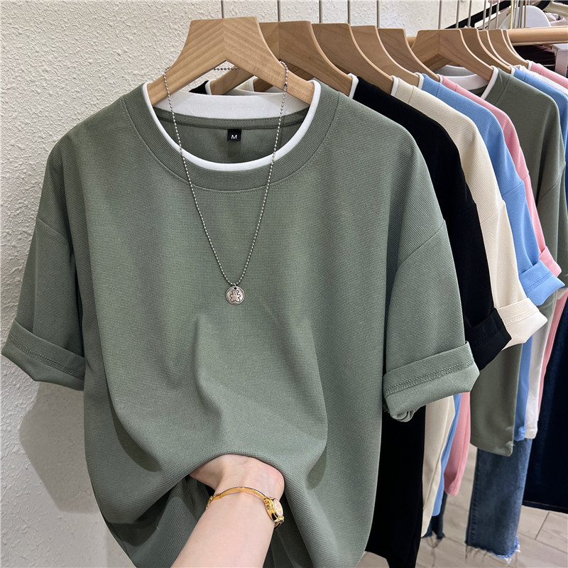 áo baby tee áo baby tee polo Áo thun waffle hai mảnh nam nữ, chất liệu giả waffle