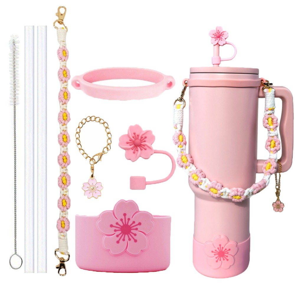 SUGAW Tumbler Tay Cầm Dây Đeo & Nắp Ống Hút & Bình Nước Silicone Boot & Tumbler Charm & 2 Ống Hút & 