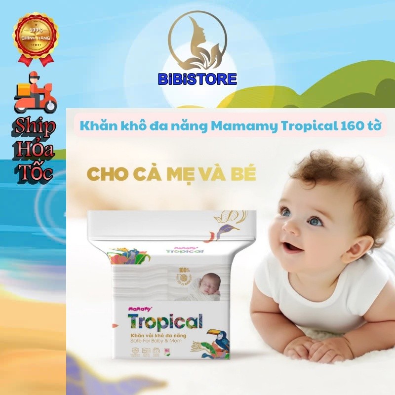 Khăn khô đa năng Mamamy Tropical cao cấp dành cho mẹ và bé 160 tờ/túi