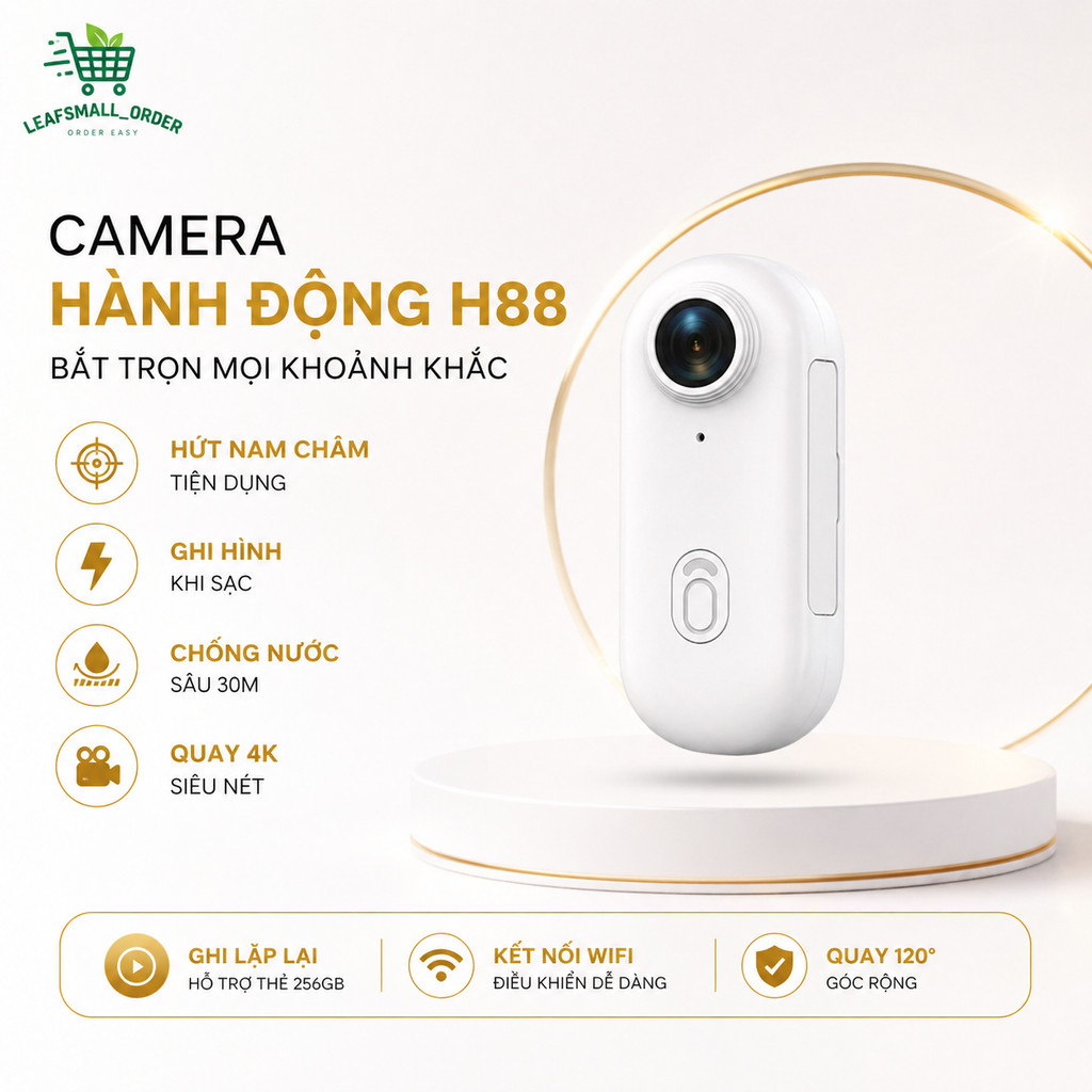 Camera Mini Pocket 4K WiFi, Điều Khiển APP, Chống Nước 30M - Sport camera H88 Pro .