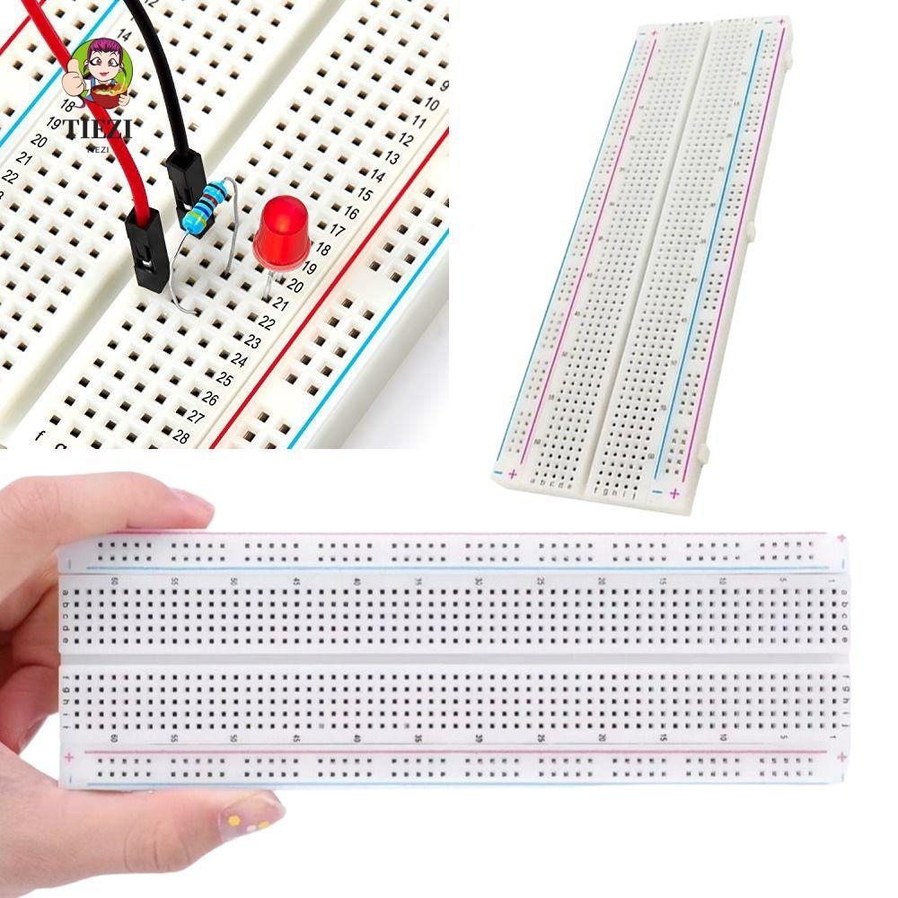 TIEZI 830-Hole Breadboard, White 830 Tie Points MB-102 Breadboard, Jumper Cable Wire Set U Shape Red