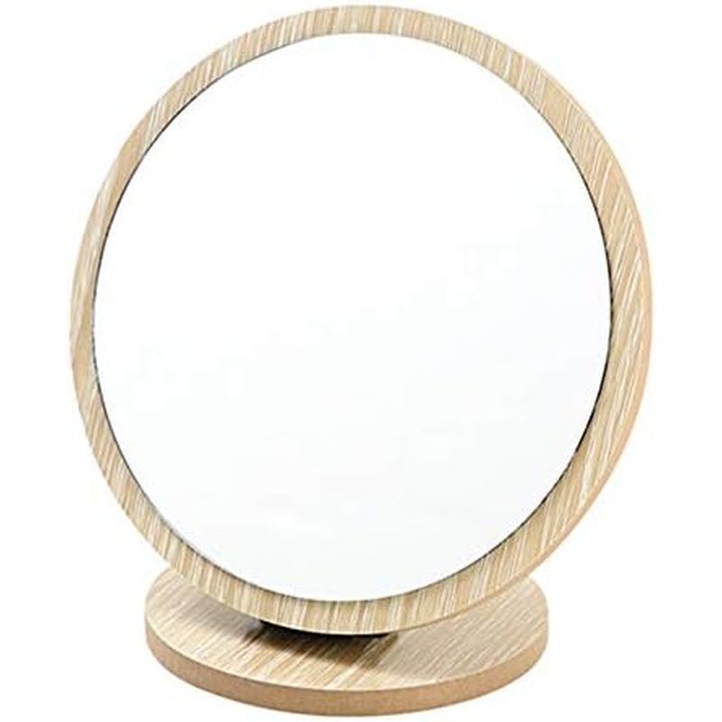 Aestivate Oval Compact Table Mirror - Wood Framed Desktop Mirror with 90 Degree Rotation for Makeup 