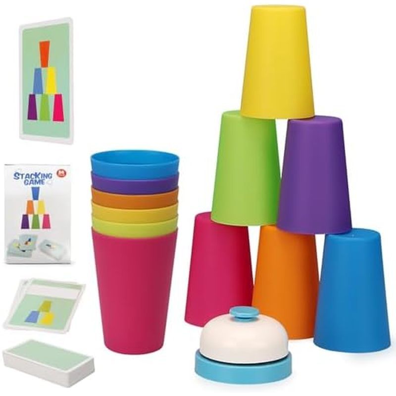 peed Stacking Game for Kids & Family, 12 Cups 24 Cards STEM Educational Toy for Hand-Eye Coordinatio