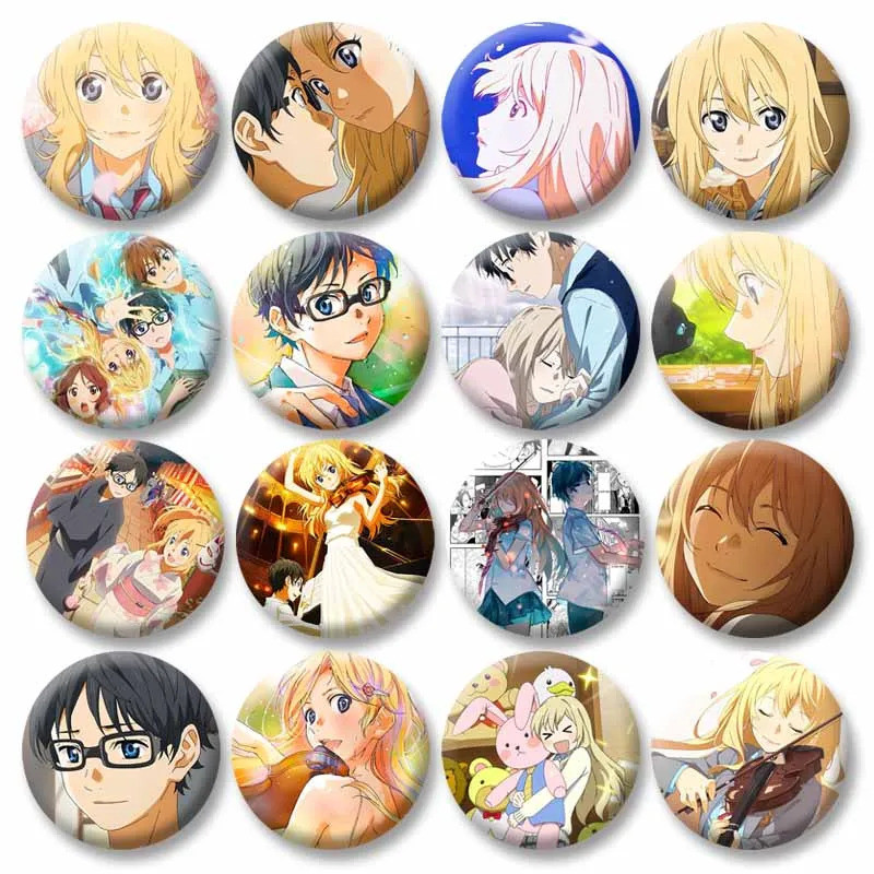 Biểu tượng Anime Your Lie in April Brooch nhân vật Arima Kousei và Miyazono Kaori - Phụ kiện Cosplay
