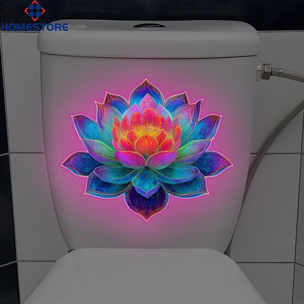 [Homestore]Fluorescent Blue Lotus Sticker PVC Bathroom Decor Adhesive for Tile Glass Mirror
