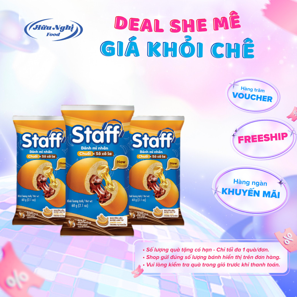 Combo 5 Staff Bánh Mì Socola Chuối 60g
