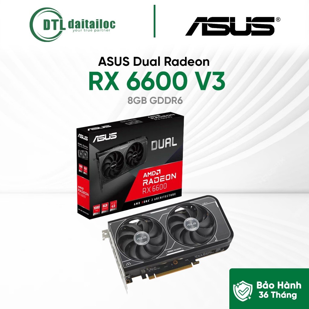 Card màn hình VGA ASUS Dual Radeon RX 6600 V3 8GB GDDR6 (DUAL-RX6600-8G-V3) | Chính Hãng | Bảo hành 