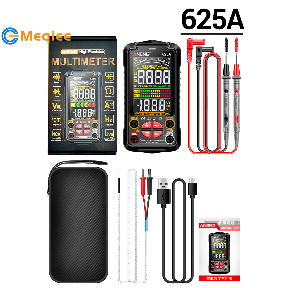 ANENG 625A Đồng hồ vạn năng kỹ thuật số thông minh Sạc chính xác cao Đa chức năng Chống cháy Đồng hồ