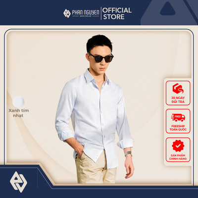 Áo sơ mi công sở nam dài tay cao cấp Phan Nguyễn, chất liệu hàu mềm mại, kháng khuẩn cao SMD.1210
