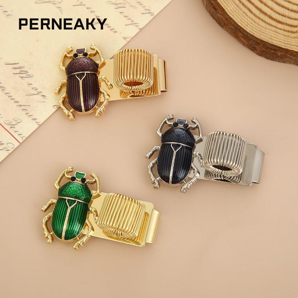 PERNEAKY Scarab Beetle Pen Clip, Scarab Beetle Metal Pen Clip, với Pen Loop Elastic Pen Holder Journ