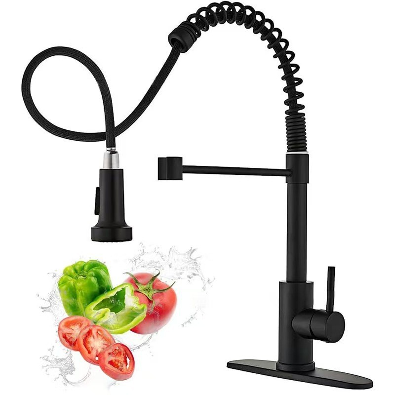 Vòi bếp lò xo bằng thép không gỉ 304, khay rau xoay có thể thu vào và vòi lò xo máy rửa chén
