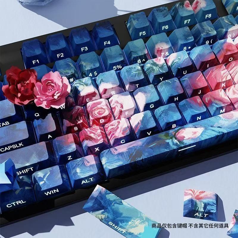 Đèn hoa hồng trong suốt PBT Keycap Nhà máy chính hãng Ánh sáng trong suốt PBT Keycap 68 phím Keycap 