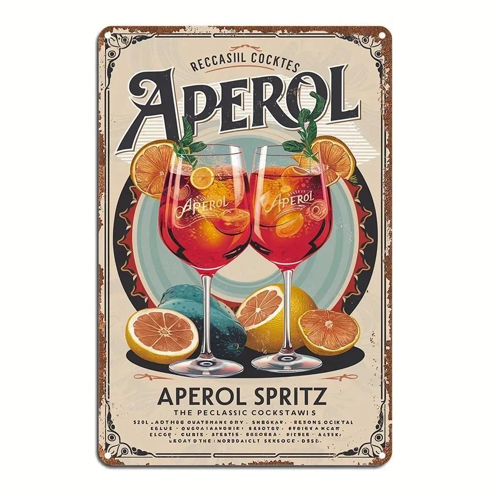 HELLOYOUNG Vintage Aperol Ký Chống Thấm Nước Ngoài Trời Treo Tường Nghệ Thuật Cho Phố Cafe Bistro Ba