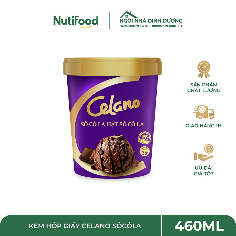 Kem Hộp Giấy Celano Sôcôla 460ml - Sôcôla Đậm Vị