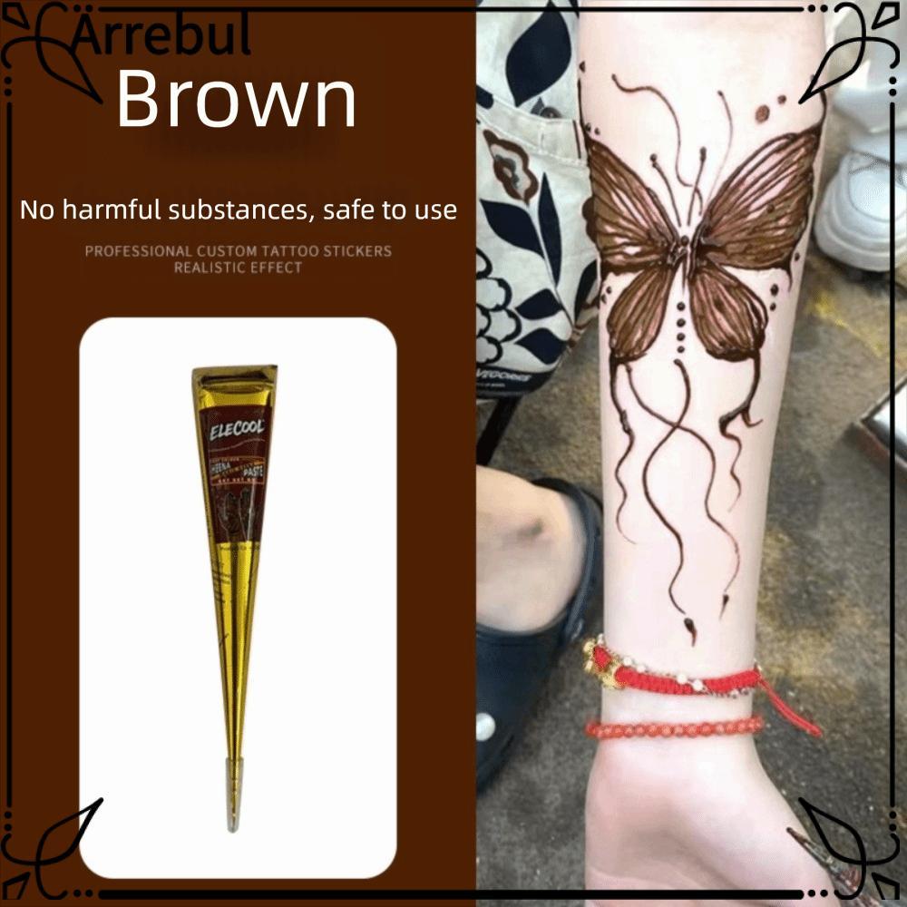 ARREBUL Henna Tattoo Cream, Bán vĩnh viễn Dễ sử dụng Henna Paste Cone, Henna Tattoo Cream Tạm thời Đ