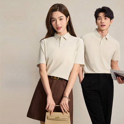 Áo sơ mi polo tay ngắn công sở, chất liệu băng lụa kháng khuẩn, màu trơn