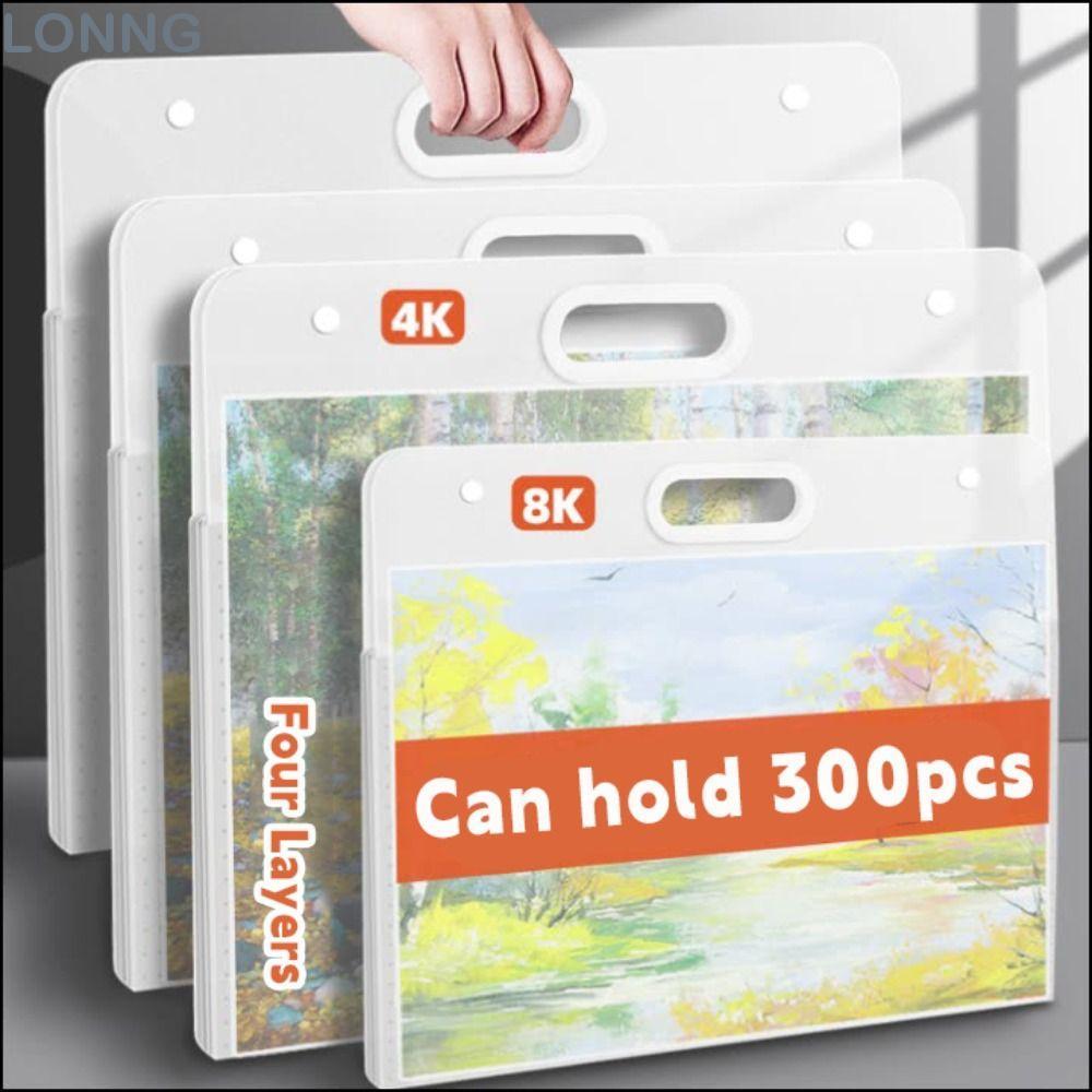 Túi đựng giấy vẽ tranh LONNG, Thư mục tập tin A2 / A3 / A4 bốn lớp, Album ảnh chống nước 4K / 8K / 1