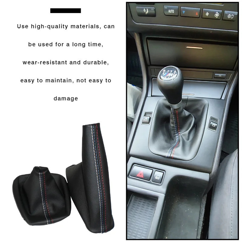 Xe Shift Gear Stick Vỏ chống bụi cho BMW E30 E36 E34 E46 Z3 Mô hình thủ công Tay cầm phanh Vỏ da giả