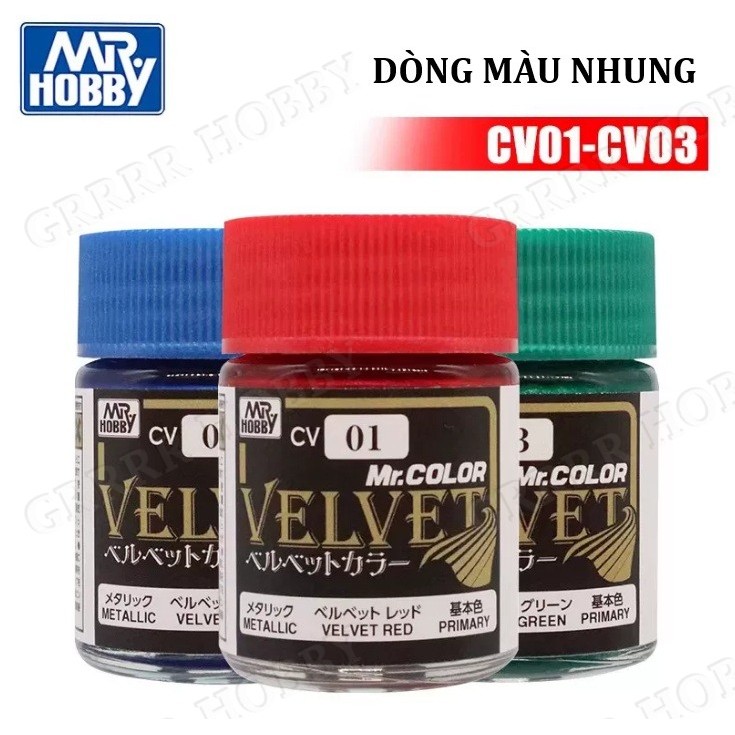 SƠN MÔ HÌNH MR HOBBY - CV-01 ~ CV-03 - SƠN MÔ HÌNH LACQUER MR.COLOR VELVET COLOR 18ML BÓNG NHƯ NHUNG