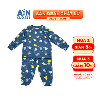 Bộ quần áo dài bé trai họa tiết Khùng Long Crazy xanh thun cotton - AICDBG8DZTBQ - AIN Closet