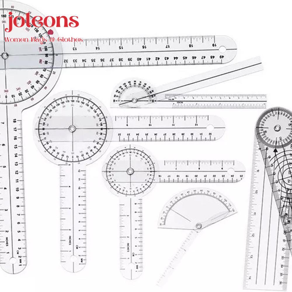 JOLEONS 6 chiếc 360° Bộ Goniometer, Chất liệu PVC Bộ máy đo độ trong suốt 360 độ, Cân thực tế Bộ thư