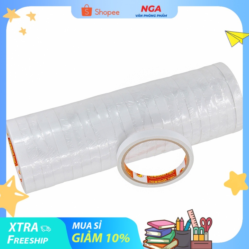 [MUA SỈ GIẢM 10%] [COMBO 5 CUỘN] Băng keo hai mặt 1,2cm, dài 8.1m, trọng lượng 24gr