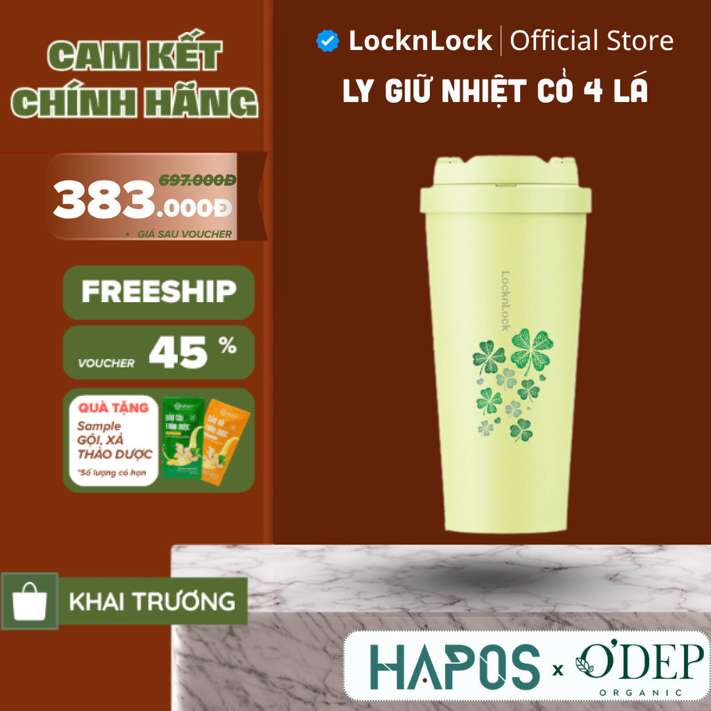 Ly giữ nhiệt LocknLock chính hãng 550ml LHC3249 Inox 316L nắp 1 chạm, giữ nóng lạnh lâu -  HAPOS LOF
