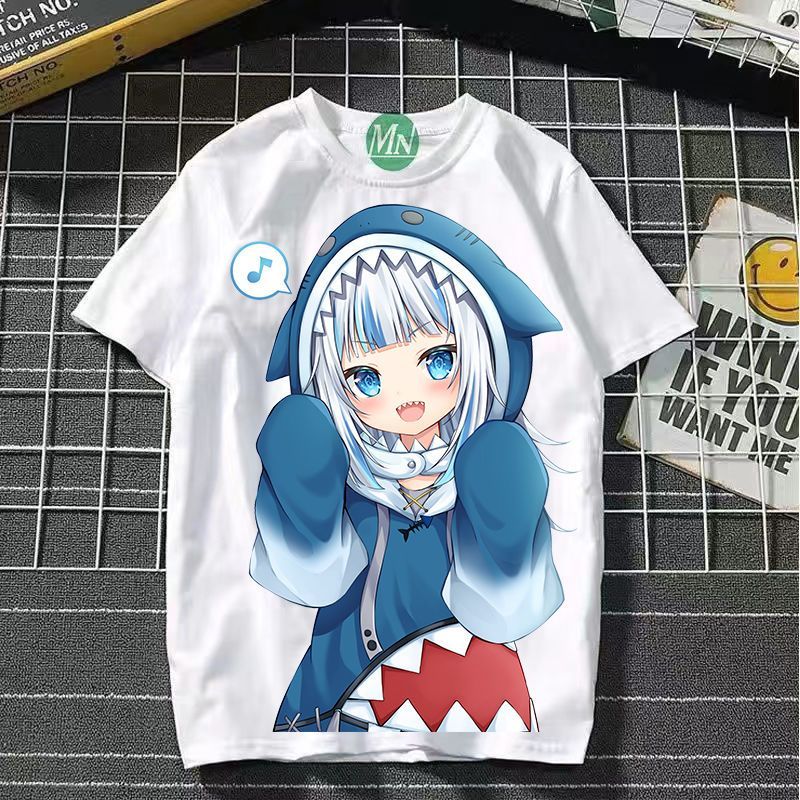 Anime Hàng Hóa Nam Nữ Gawr Gura Gawr Gura Gawr Gura Mùa Hè Trung Học Tay Ngắn ins Dạo Phố Áo Thun