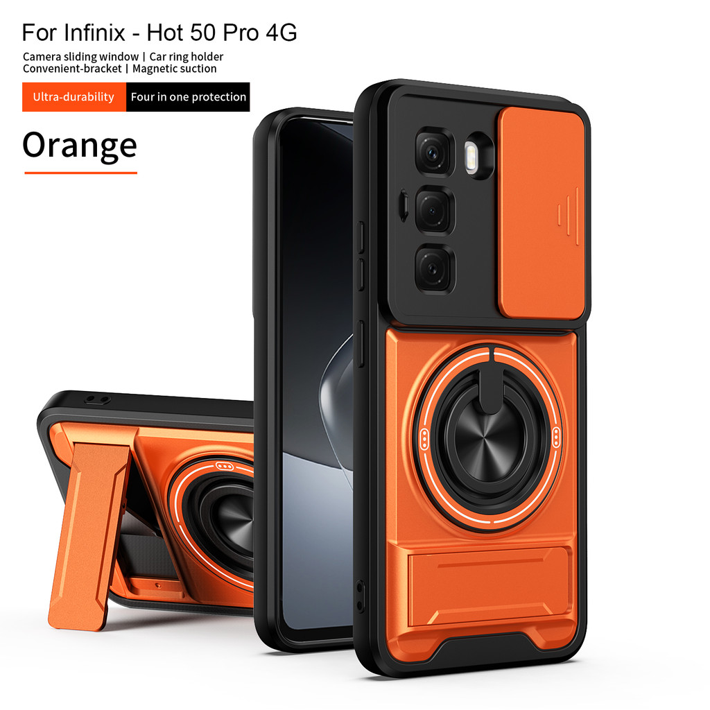 Dành Cho Infinix Hot 50 Pro Ốp Lưng Infinix Hot 50 Pro + Bao Hot 50 Magsafe Từ Gấp Giá Đỡ Giáp Quân 