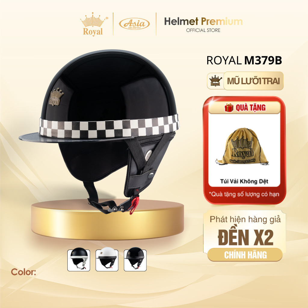 Mũ Bảo Hiểm 1/2 Nửa Đầu Royal M379B Nón Bảo Hiểm Bosozoku M379 Lưỡi Trai Cho Nam Nữ Chính Hãng