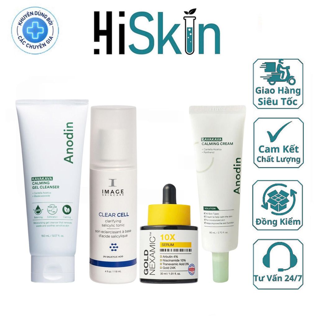 Combo Dầu Mụn - SRM Kava Anodin 150ml, 2% BHA Image, Nia 10X Goldnexamic Anodin 30ml, Kem dưỡng Kava