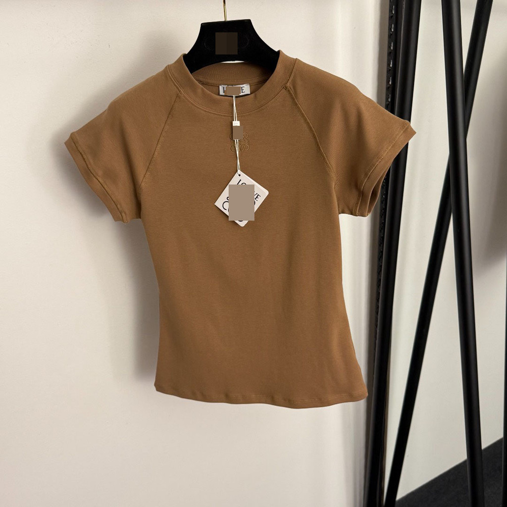 Lo1 Elegant, slim-fitting, breathable dopamine-style women's short-sleeve top with trim, made of pur