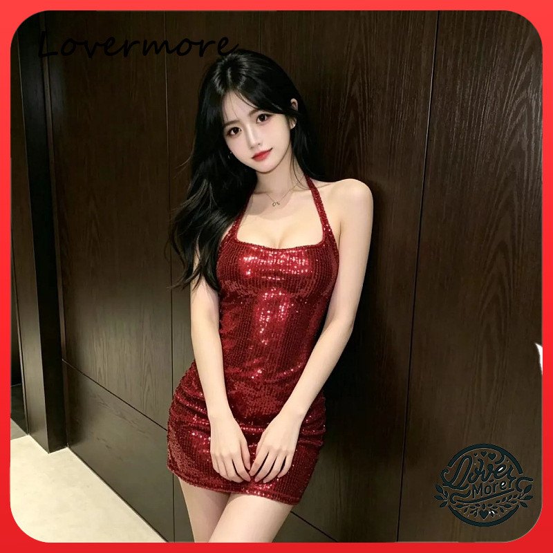 [LoverMore] Váy dây buộc sequin phong cách hot girl gợi cảm Váy hông cô gái nóng bỏng eo hẹp | BigBuy360 - bigbuy360.vn
