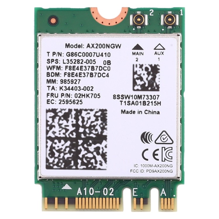 Băng tần kép AX200 2400Mbps Không dây AX200NGW NGFF M.2 Bluetooth 5.0 Card mạng Wifi 2.4G / 5G 802.1