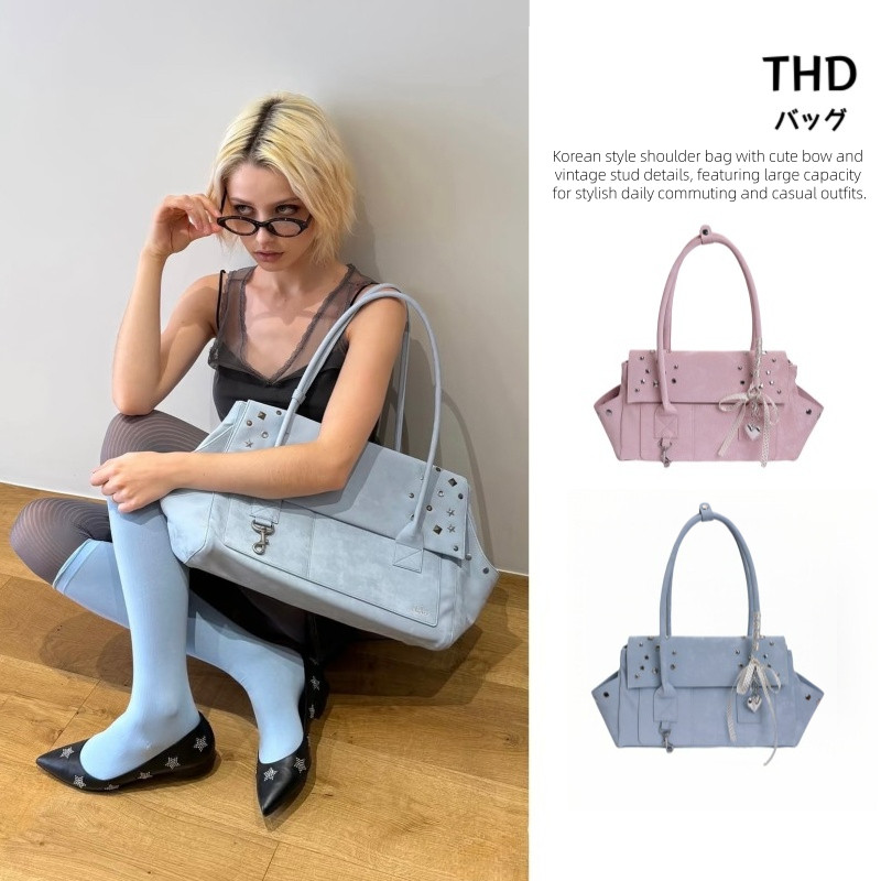 【THD】Túi Tote Nữ Phong Cách Hàn Quốc Y2K Đính Đinh Tán, Túi Đeo Vai Đeo Chéo Size Lớn, Style Cá Tính Ngọt Ngào Đi Học Đi Làm