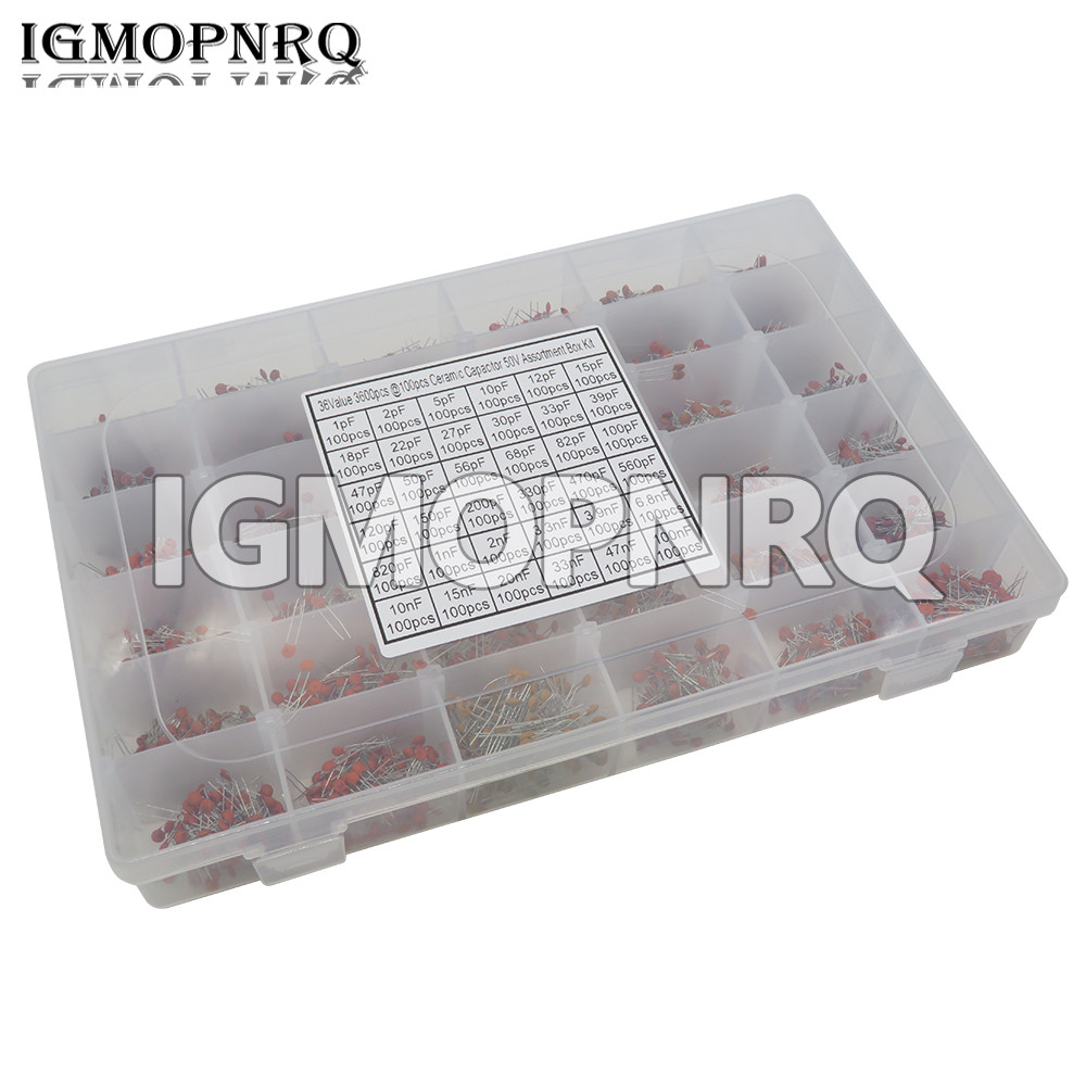 3600 Chiếc 1PF-100nF Tụ Gốm Bộ Phân Loại 10PF 22PF 33PF 47PF 100PF 330PF 470PF 1NF 10NF 47NF 50V Bộ 