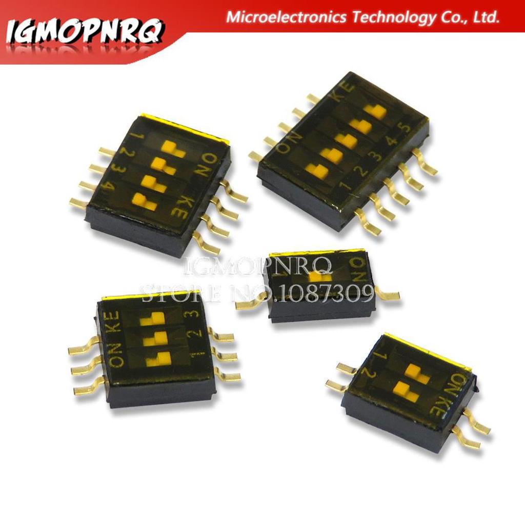 5 Chiếc SMD SMT Trượt Loại Công Tắc 1P 2P 3P 4P 5P 6P 8P 10P 1.27mm Cách Vị Trí DIP Đen Sân Chuyển Đ