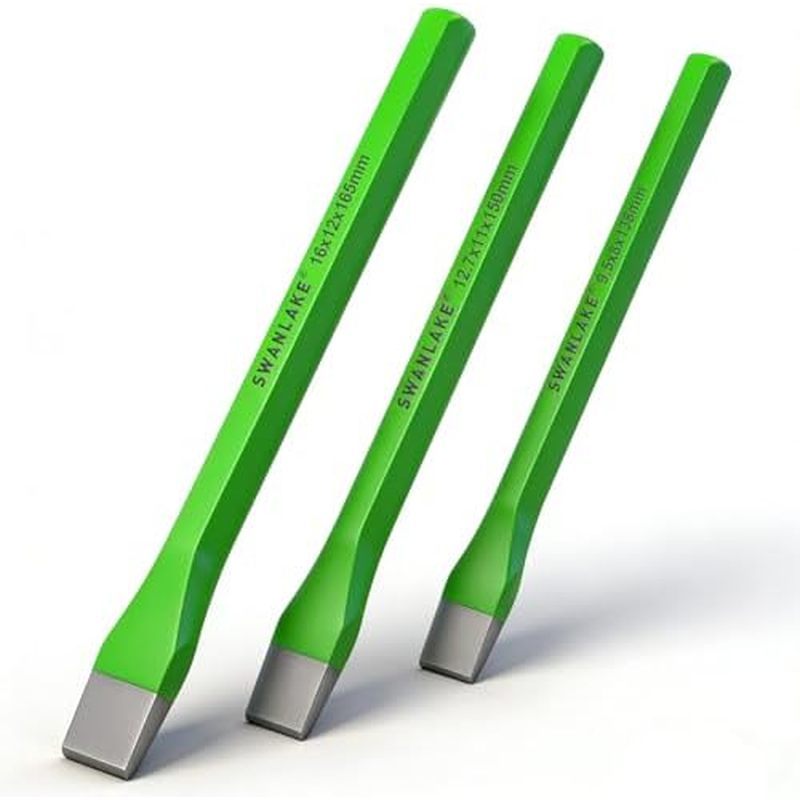 3-Piece Heavy Duty Cold Chisel Set, 3/8-Inch, 1/2-Inch, 5/8-Inch Premium Metal Chisels, Heavy Duty C